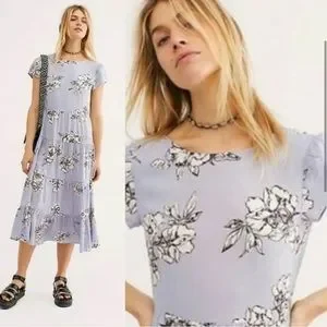Free People | Dresses | Free People Rita Tiered Midi Dress In Periwinkle M  | Poshmark